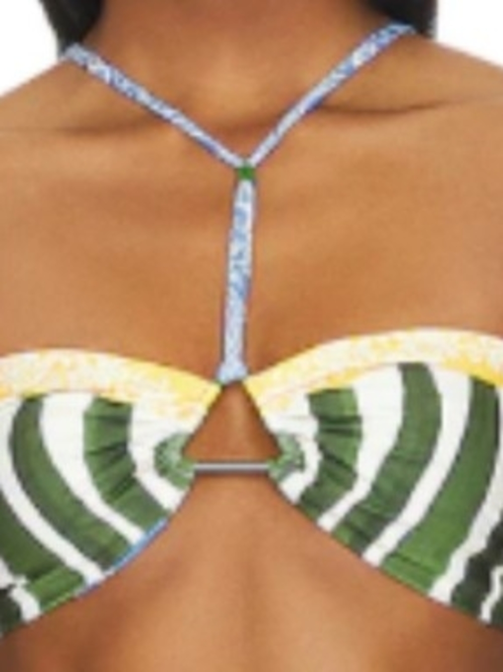 Agua Bendita Green White Yellow Stripe Bandeau Bikini Top (code: 11003) - Picture 1 of 1